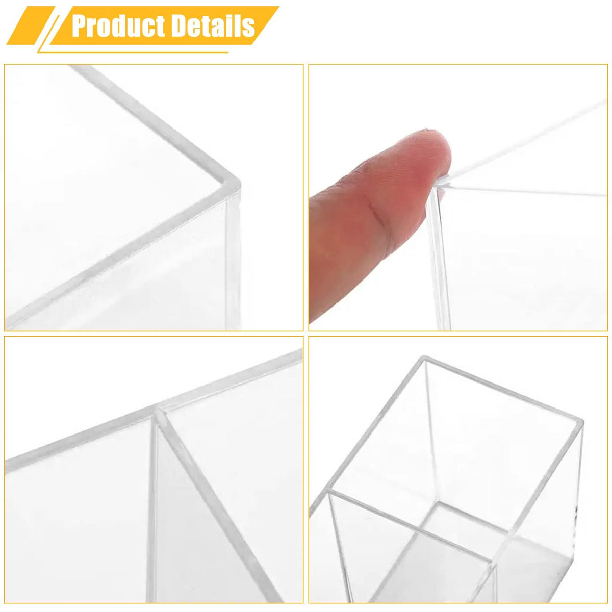 Clear Makeup Brush Holder Organizer with 3 Slots - Acrylic Storage Case