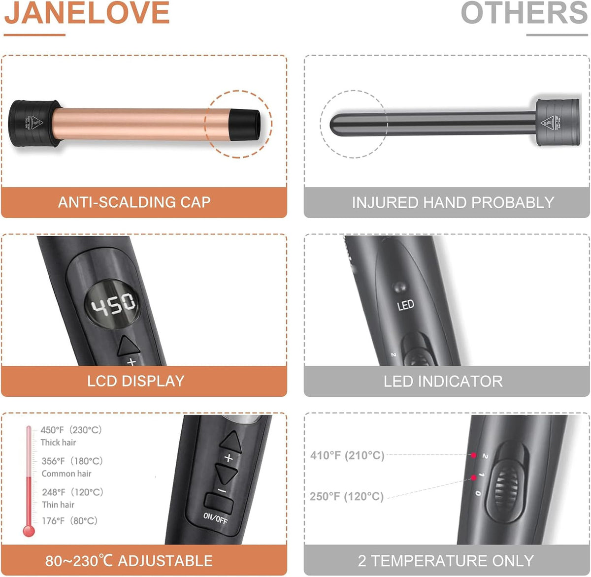 6-in-1 Ceramic Hair Curling Wand Set with Adjustable Temperature