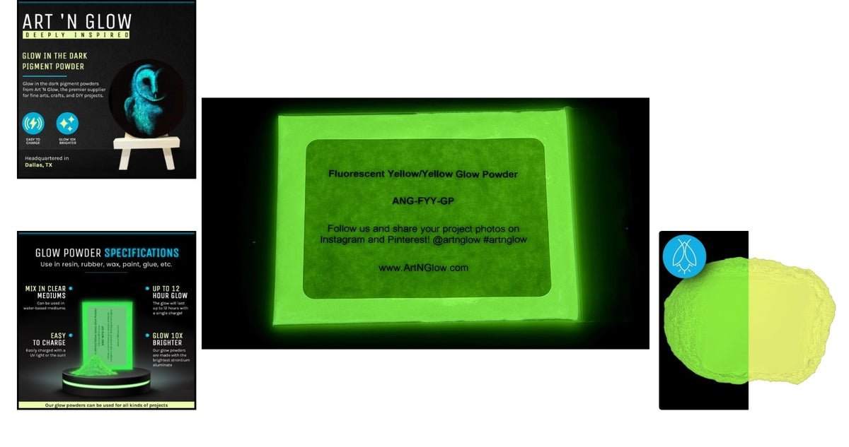 Glow in The Dark Powder Fluorescent Yellow 12g Non-Toxic Art & Craft Material