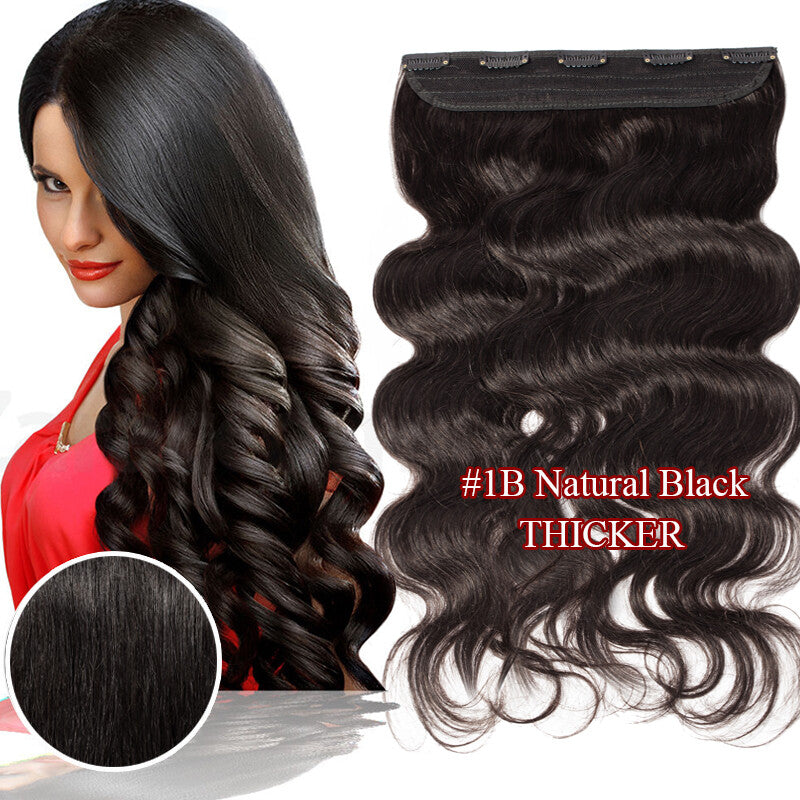 Invisible Wavy Clip-In Hair Extensions - Remy Human Hair, Half Head