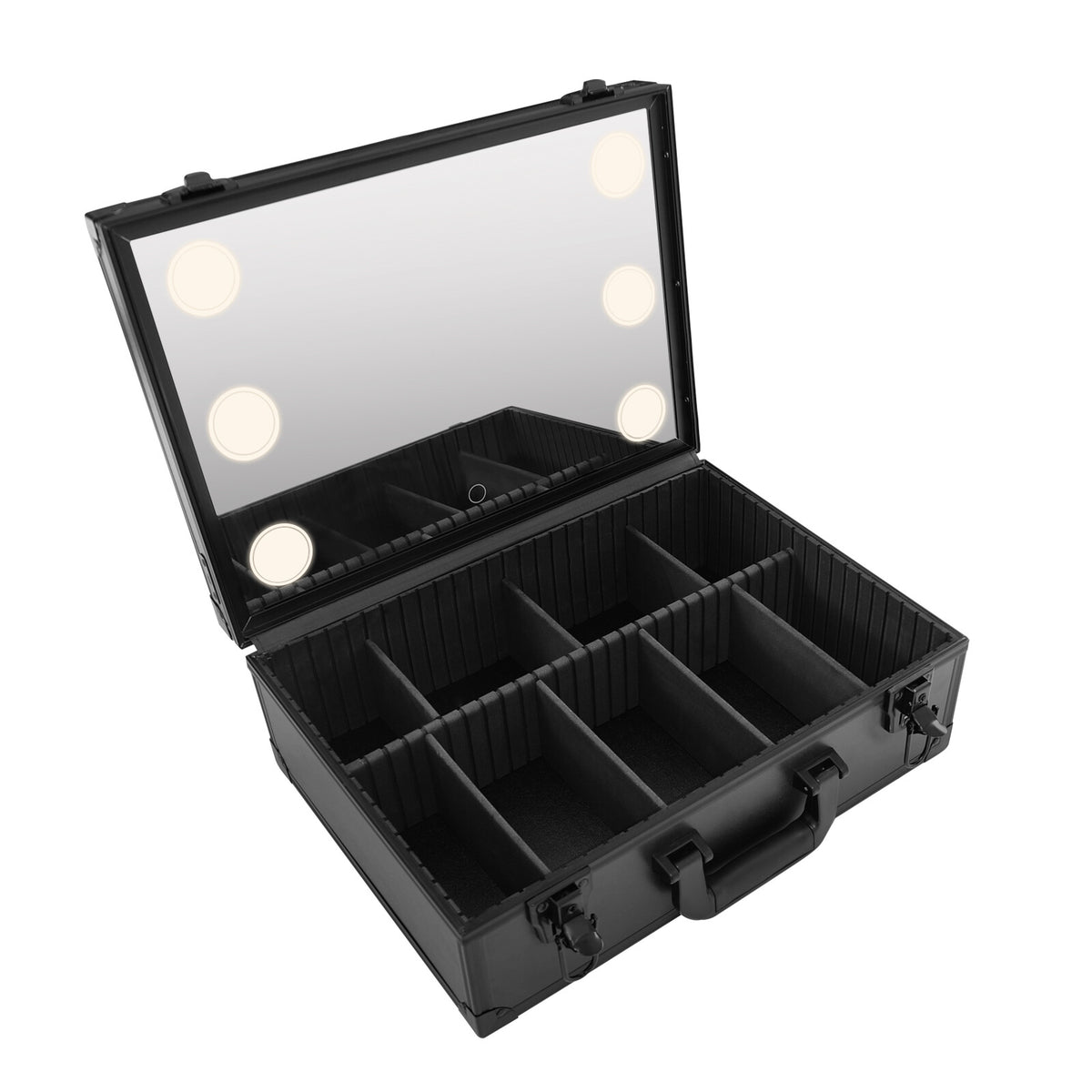 Large & Medium Makeup Train Case with LED Light & Adjustable Storage