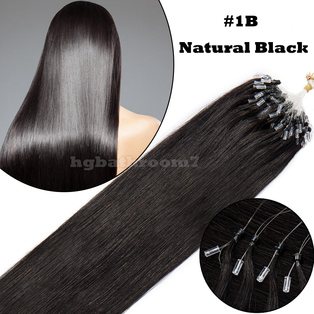 Micro Ring Hair Extensions - Remy Human Hair, Straight, Multiple Lengths & Colors