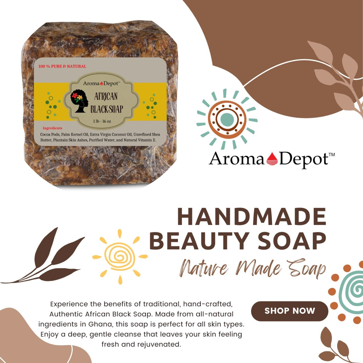 African Black Soap 2 lbs. Pure Organic Unrefined Face & Body Wash