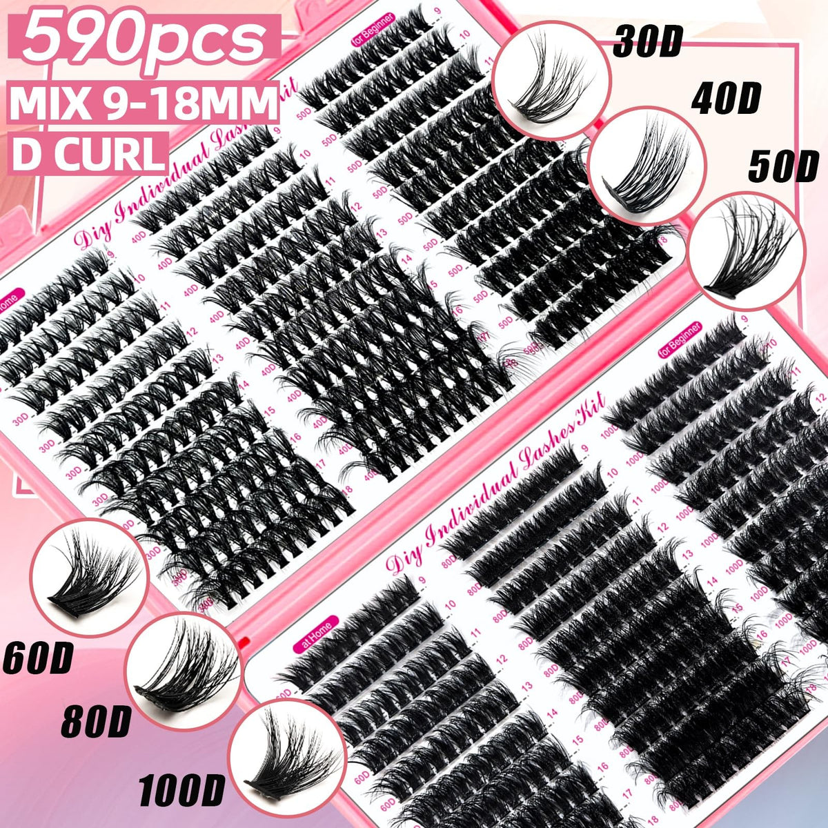 DIY Eyelash Extension Kit with 802 High-Quality Lash Clusters & Tools