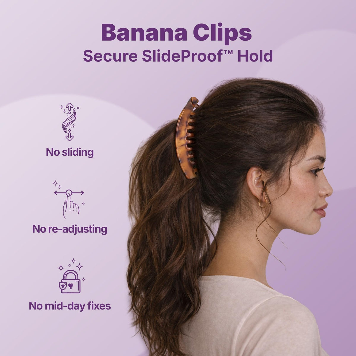 Goody Large Banana Clip Set, Stylish, Secure 2 Count (Pack of 1),