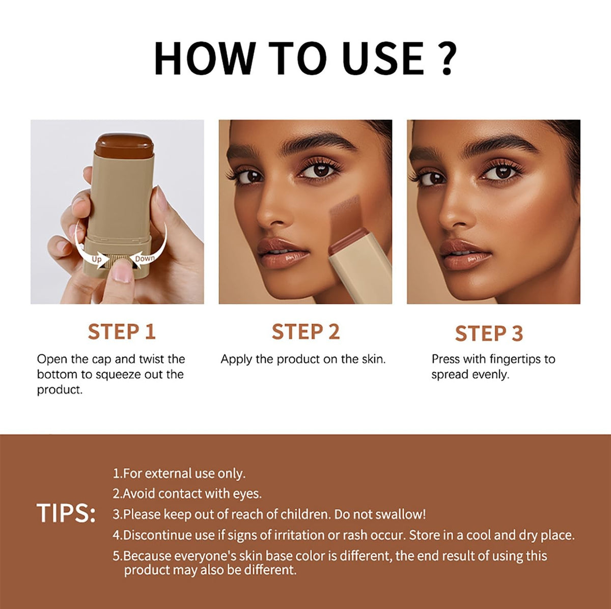 Skin Tint for Black Women - Hydrating Foundation Stick with Flawless Coverage