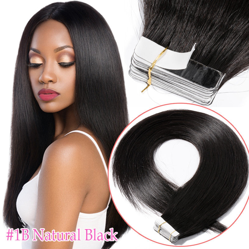 Tape-In Human Hair Extensions Full Head 150G Remy Skin Weft 12-24 Inches