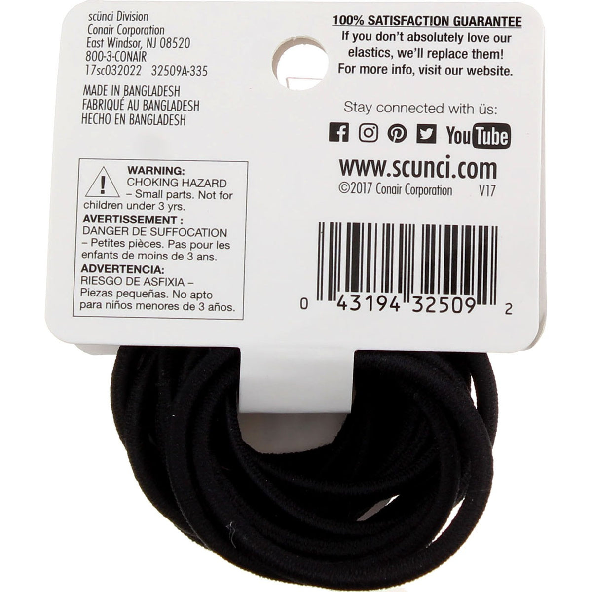 6 Pack Scunci No Damage Fine Hair Elastics, Brown, 15 Ct
