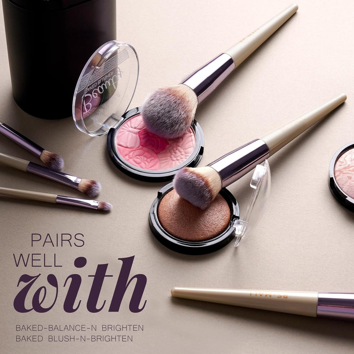 18-Piece Makeup Brush Set with Synthetic Brushes for Face & Eyes