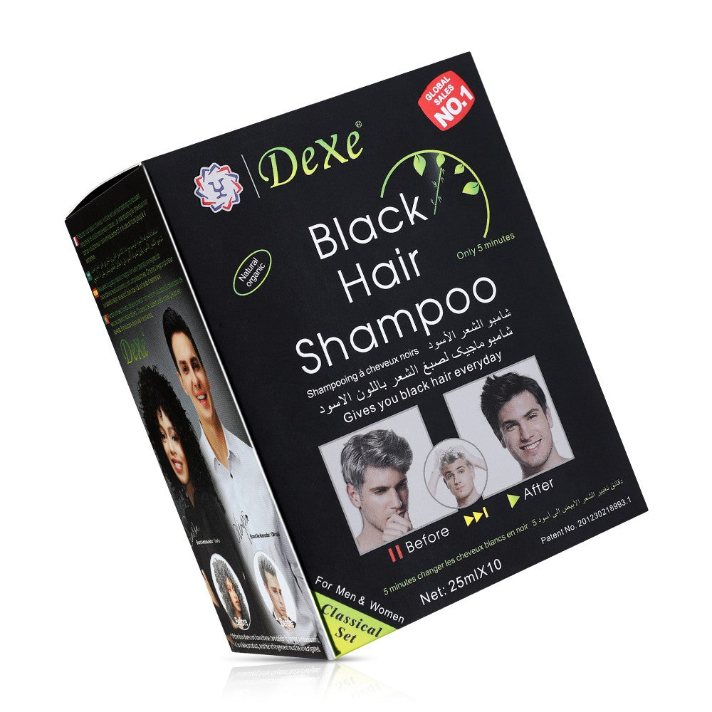 Black Hair Shampoo - Natural Instant Hair Dye for All Hair Types - 10 Pack