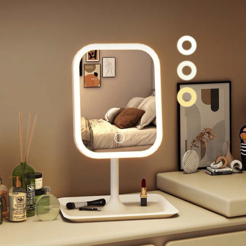 LED Lighted Makeup Mirror with Adjustable Brightness and 270° Rotation