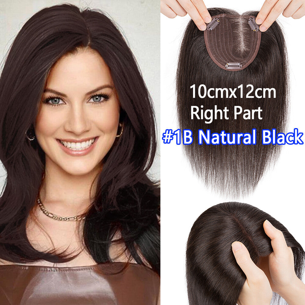 Remy Human Hair U-Part Topper Clip-In Hairpiece for Hair Loss & Volume