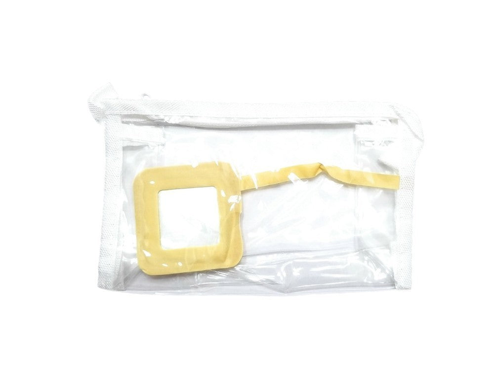 See Through Zipper Cosmetic Bag with Mirror & White Trim - Travel & Makeup Organizer