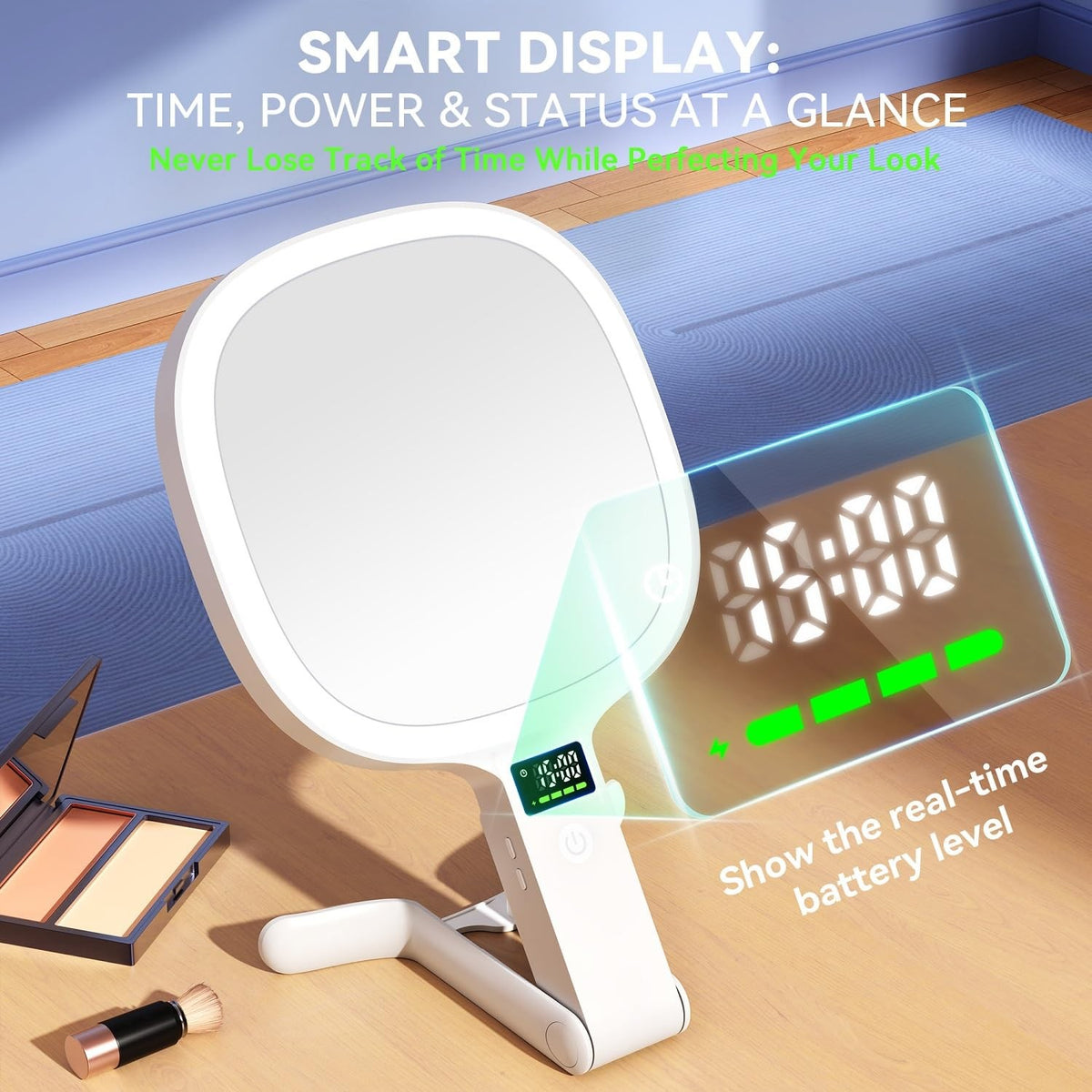Travel Makeup Mirror with Lights 30X/1X Double Sided Dimmable LED Rechargeable