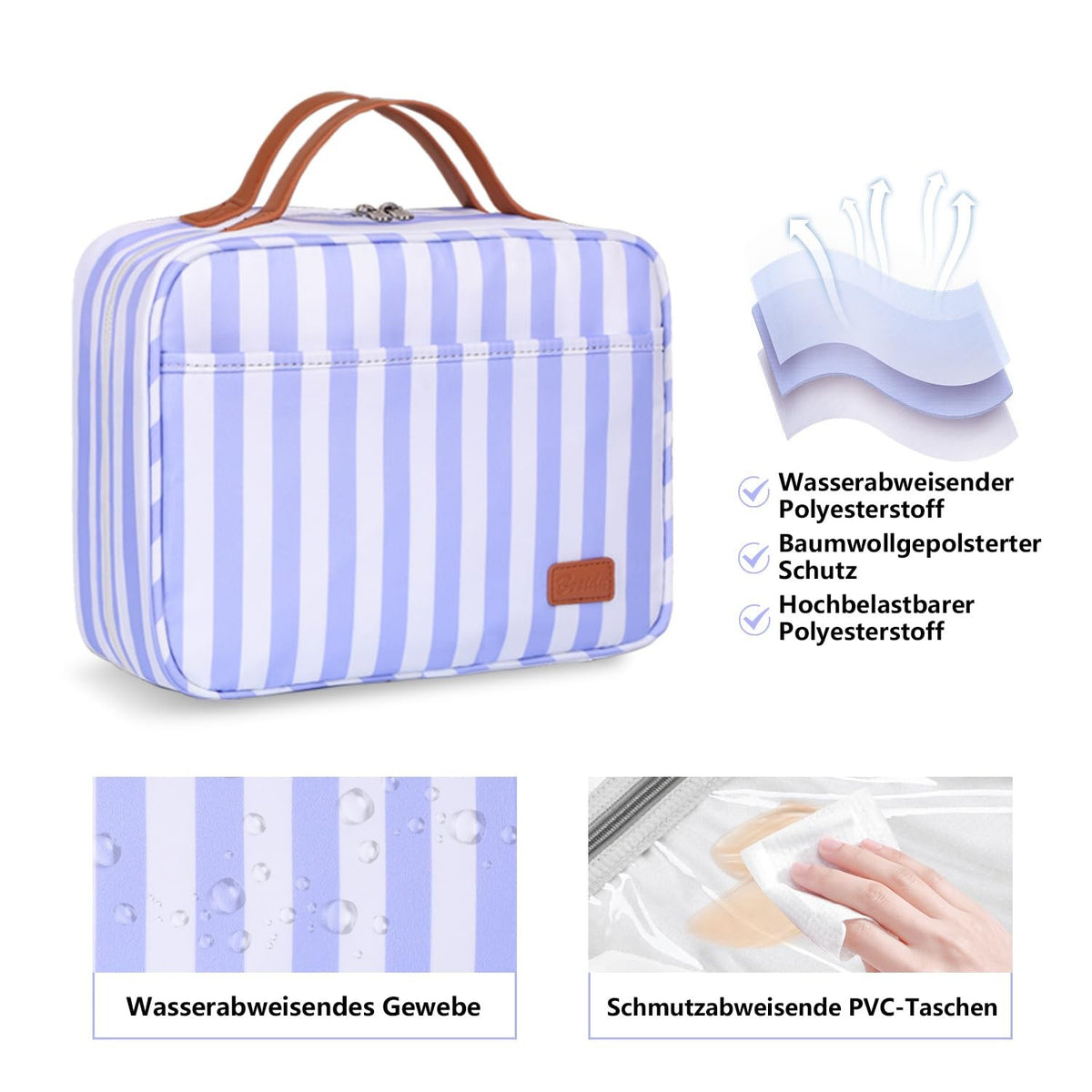 Large Hanging Travel Toiletry Bag with 4 Compartments & Hook – Waterproof Cosmetic Organizer