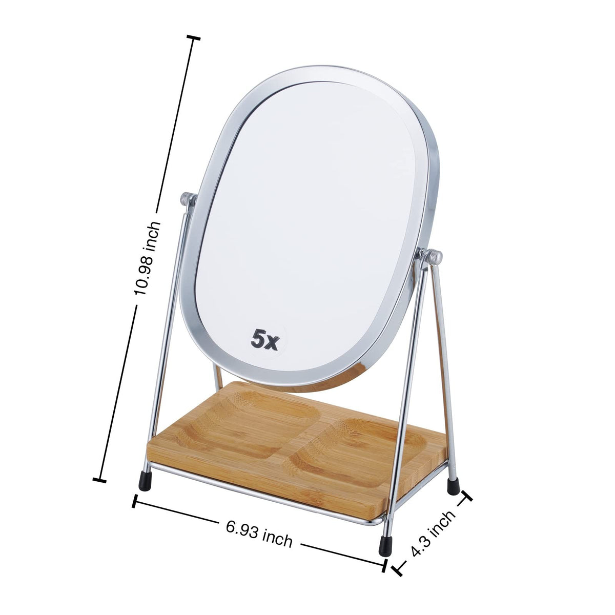 Tabletop 5X/1X Dual-Sided Magnifying Makeup Mirror with 360° Rotation Bronze