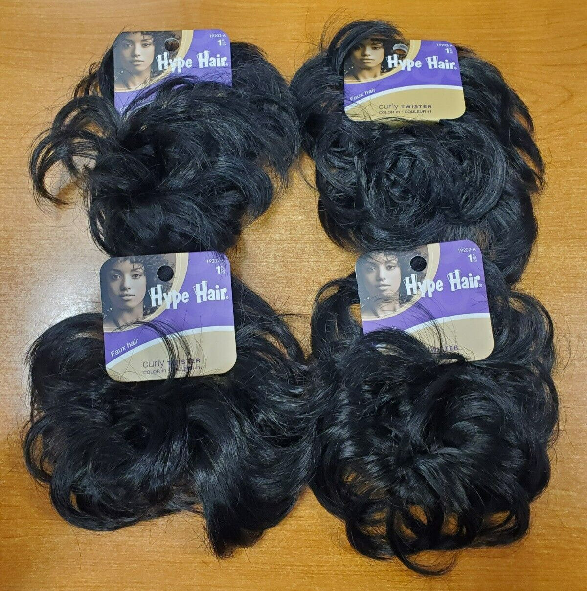 4 Pack: Scunci Faux Hair Curly Twister Color #1 *BLACK* 19202-A -