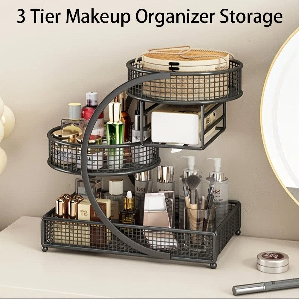 3-Tier Makeup and Perfume Organizer for Vanity, Skincare Storage Shelf