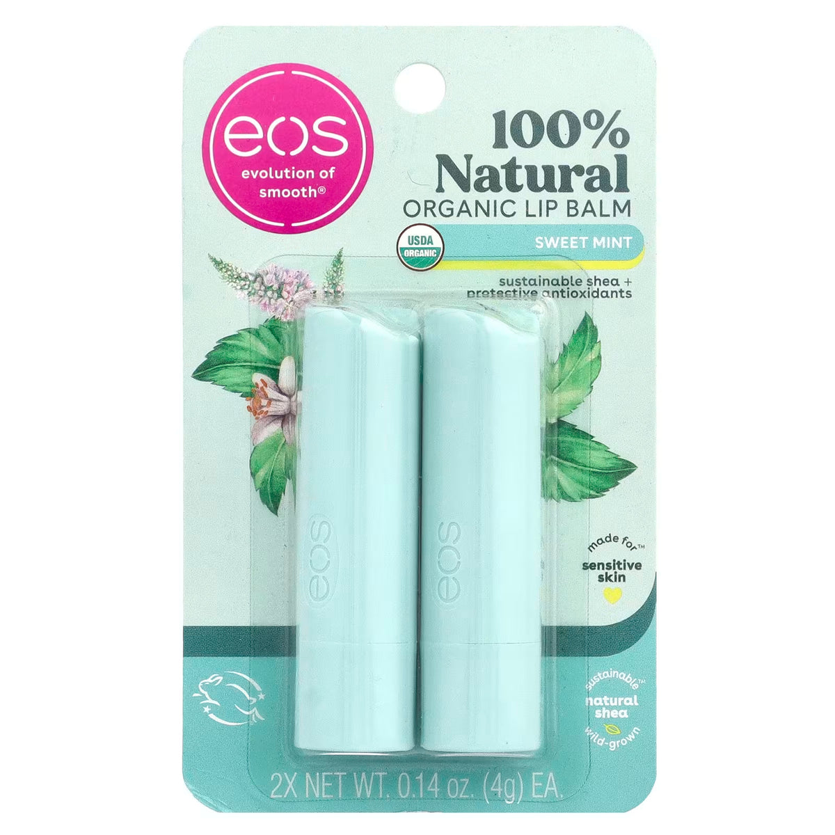 Natural Shea Lip Balm Set - Refreshing Sweet Mint, 6-Pack