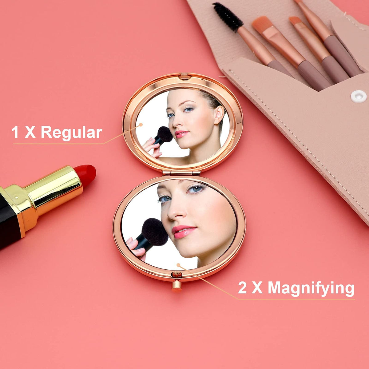 Personal Compact Makeup Mirror with Inspirational Goddaughter Message - Rose Gold, 2.6 Inch