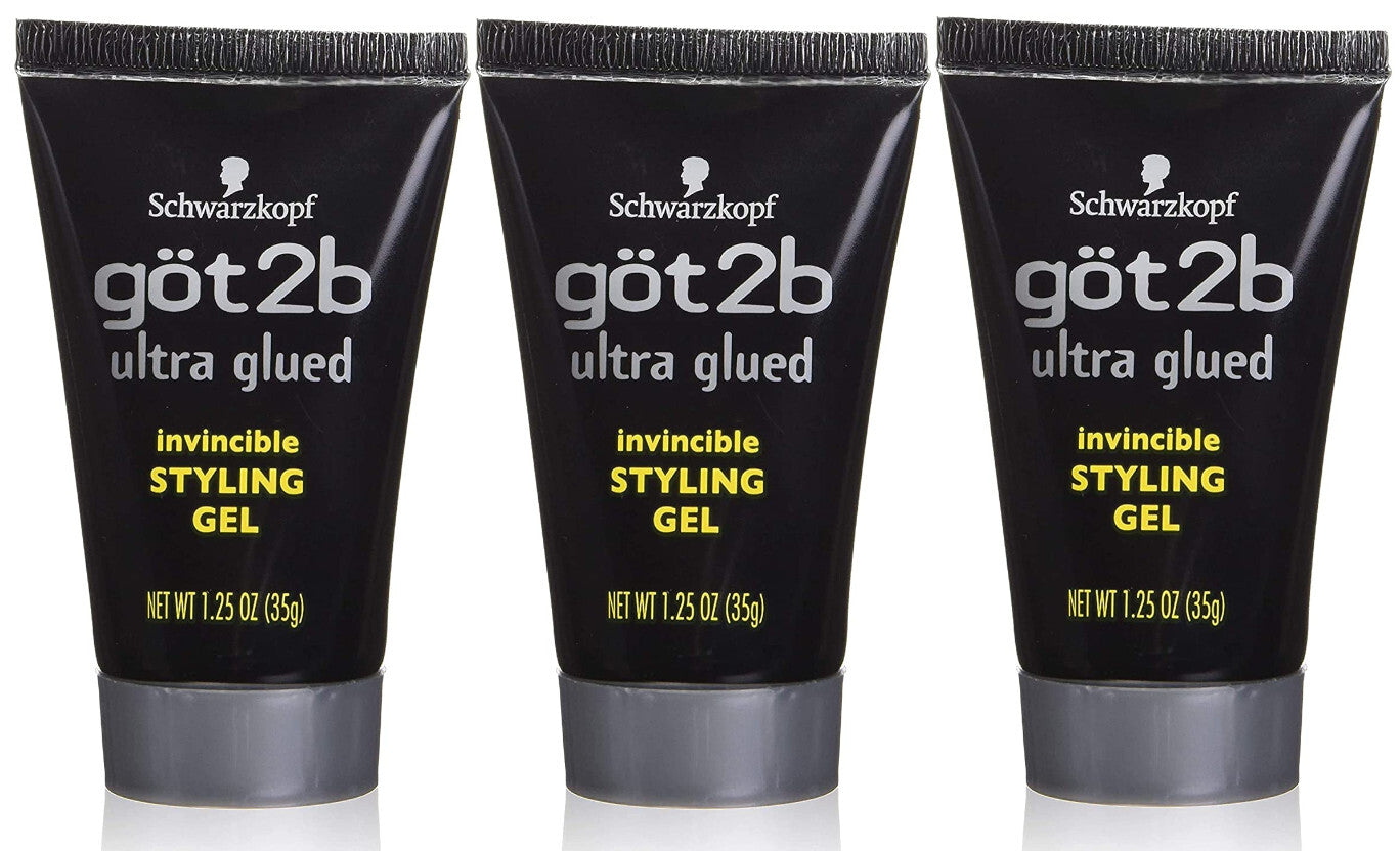 Hair Gel - Strong Hold, Non-Sticky, 3 Pack of 1.25 oz Styling Gel