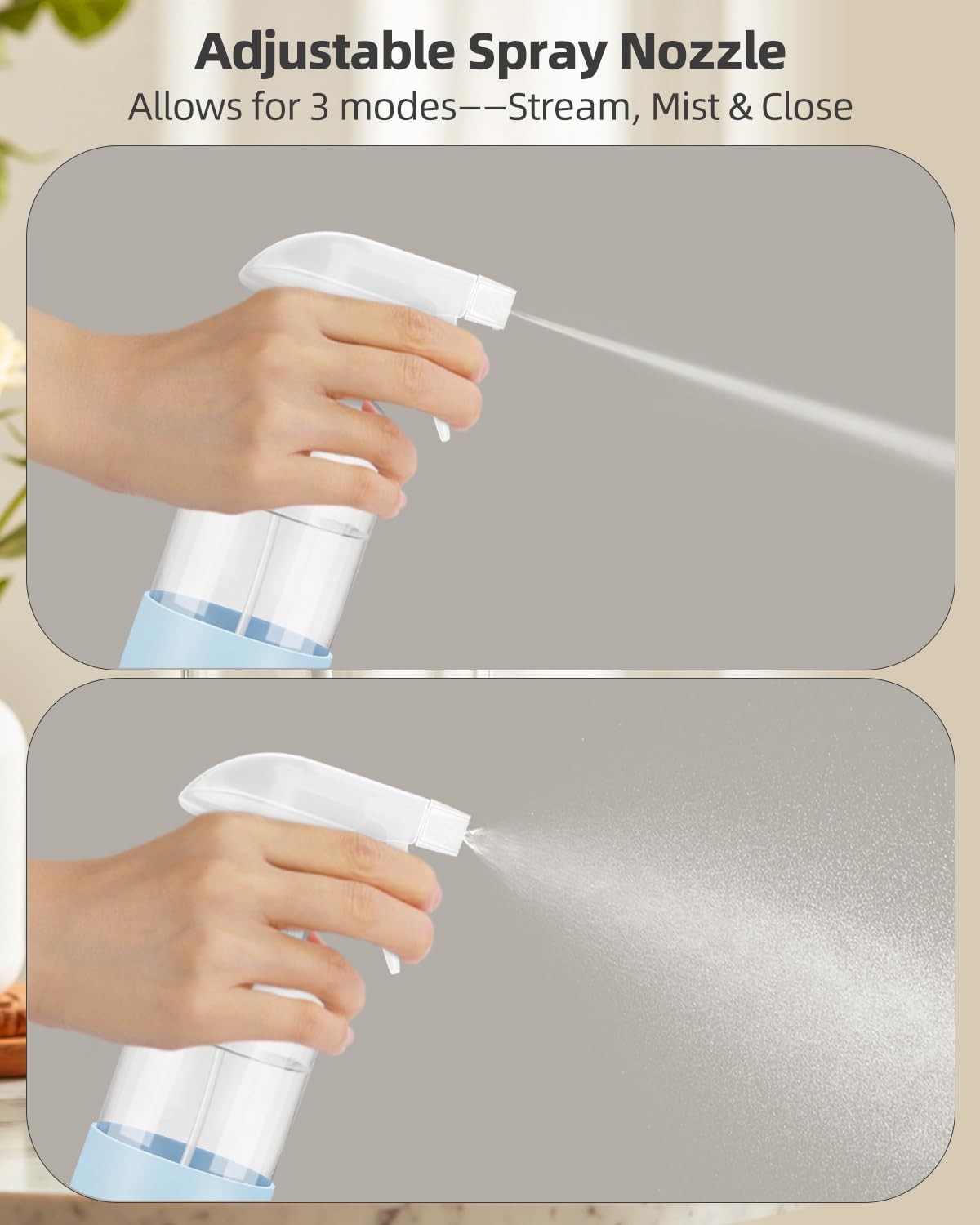 Refillable 8 oz Glass Spray Bottles Set - Leak-Proof Household Containers