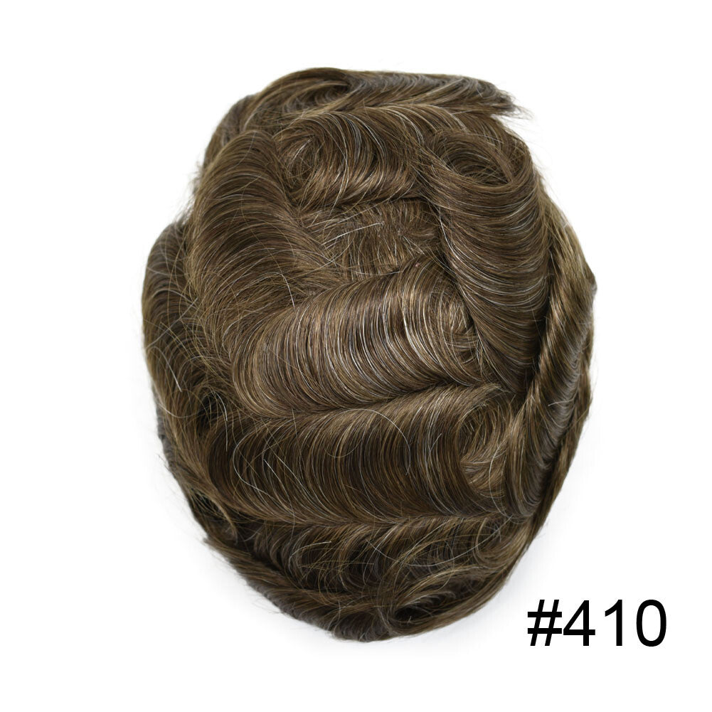 Full Poly Thin Skin Human Hair Toupee for Men - Durable, Invisible, Customizable