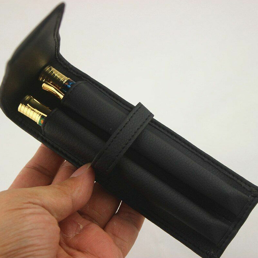 Handmade Cowhide Leather Pen Pouch Zipper Pencil Case Stationery Storage