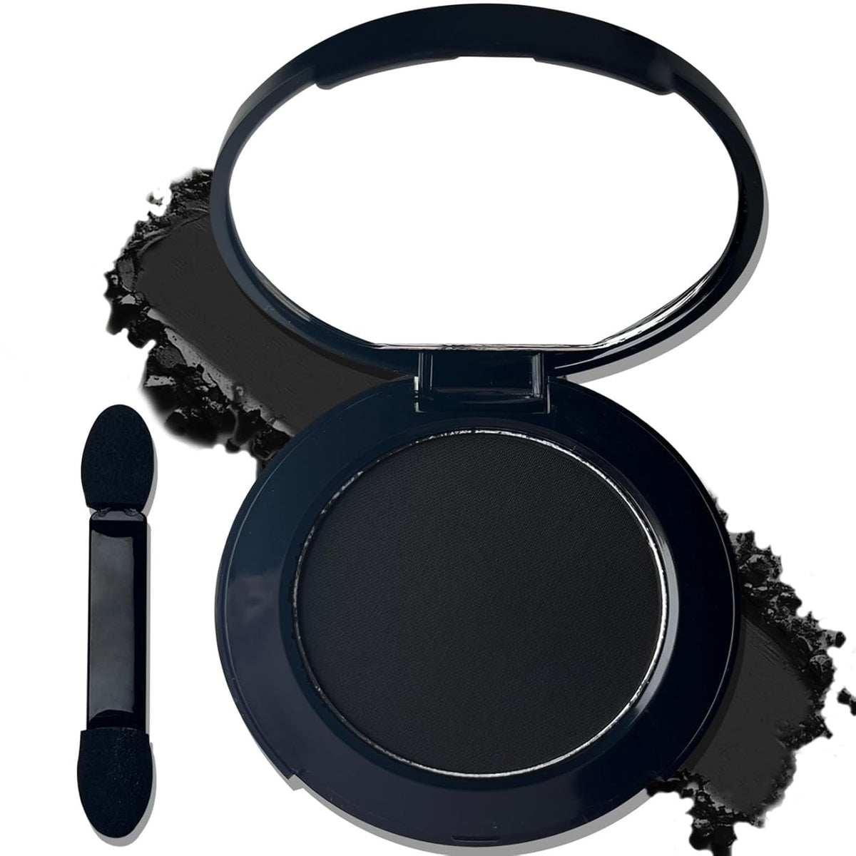 Black Matte Single Eyeshadow with Mirror - Long-Lasting, Buildable Makeup