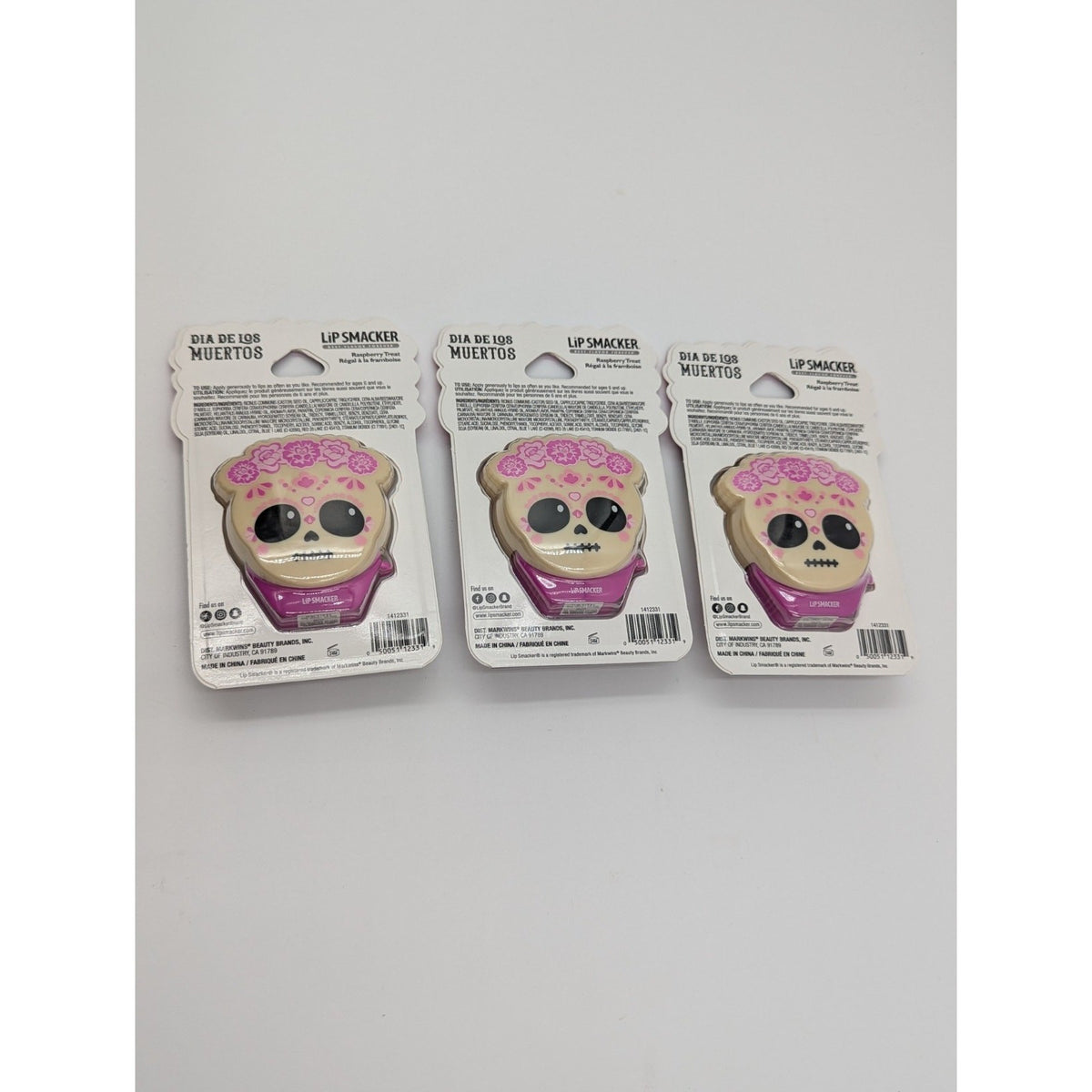 Lip Smacker Dia De Los Muertos Raspberry Lip Balm Set - 3 Pack