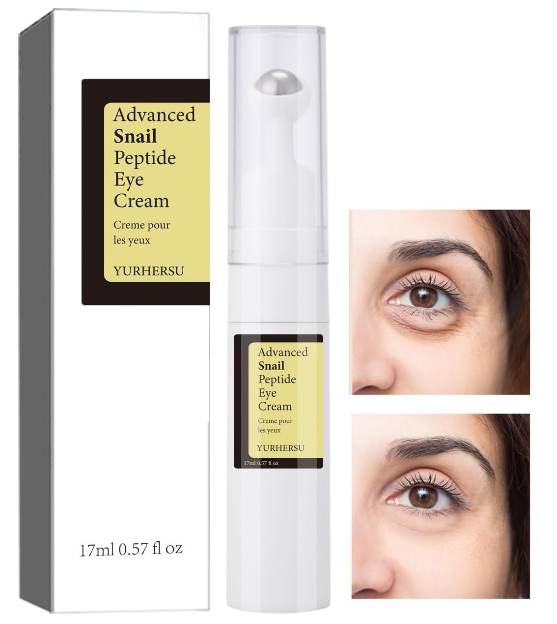 Hydrating Snail Under Eye Cream - Reduces Puffiness & Wrinkles 0.57 oz