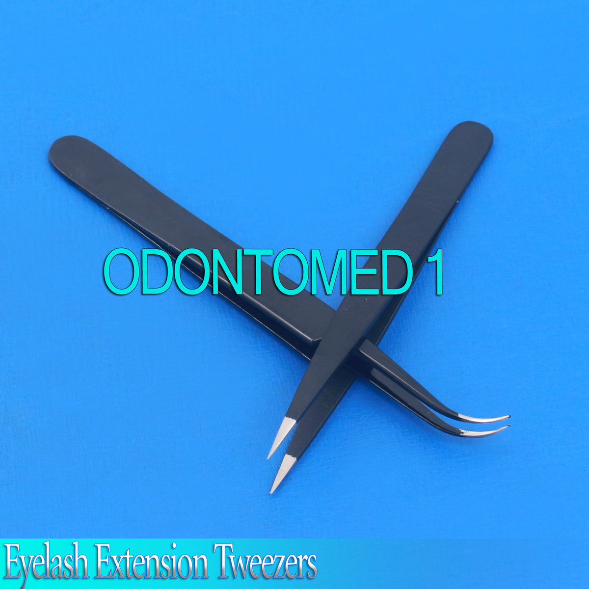 2 Pcs Nail Art and Eyelash Extension Tweezers - Straight & Curved