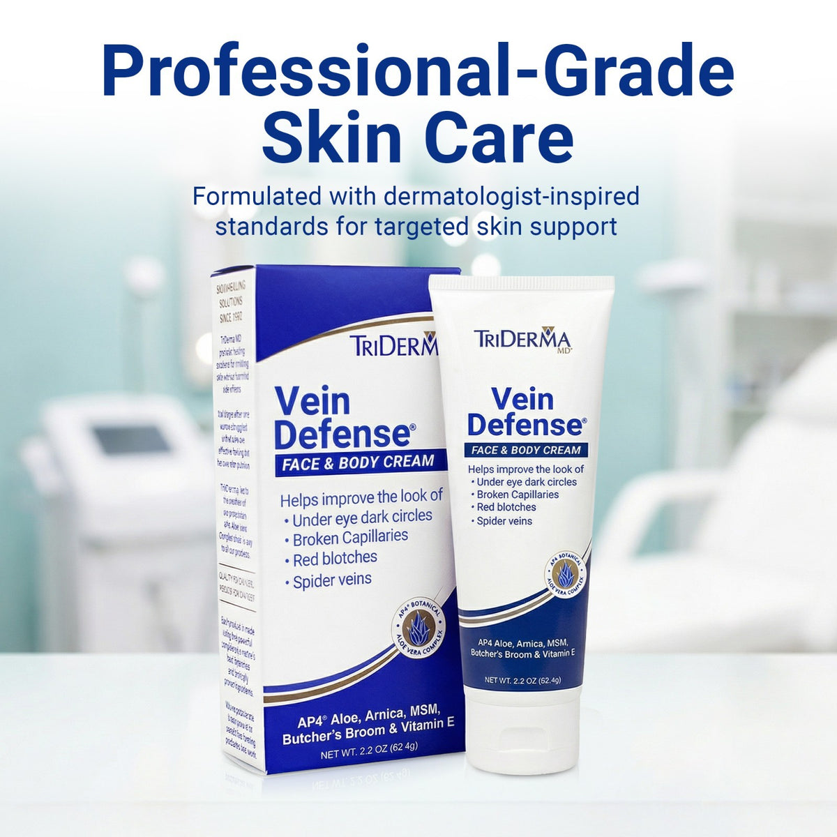 Vein Defense Face & Body Cream for Redness & Spider Veins - 4 oz