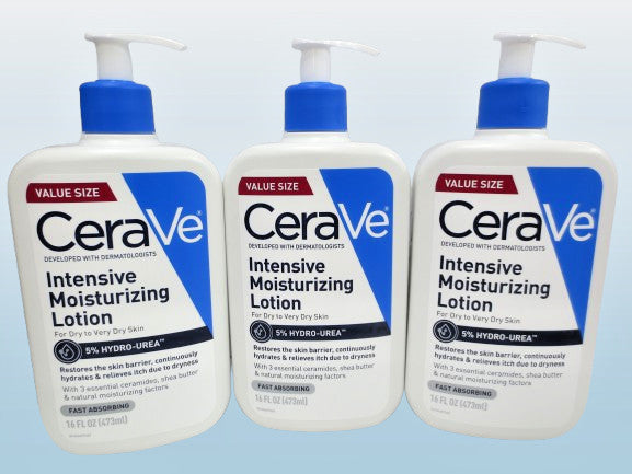 CERAVE INTENSIVE MOISTURIZING LOTION FOR DRY TO VERY SKIN 16 OZ 3PCS