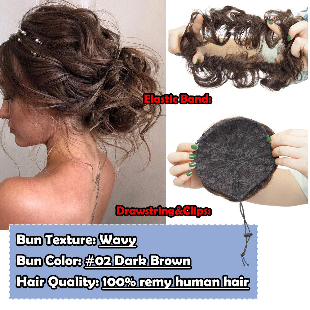 Remy Clip-In Hair Extensions - Messy Bun Hairpiece in Multiple Colors & Styles