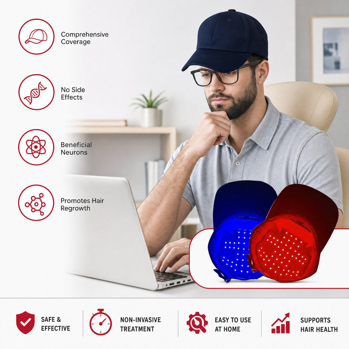 Red Light Therapy Hair Loss Treatment Cap – 660nm LED