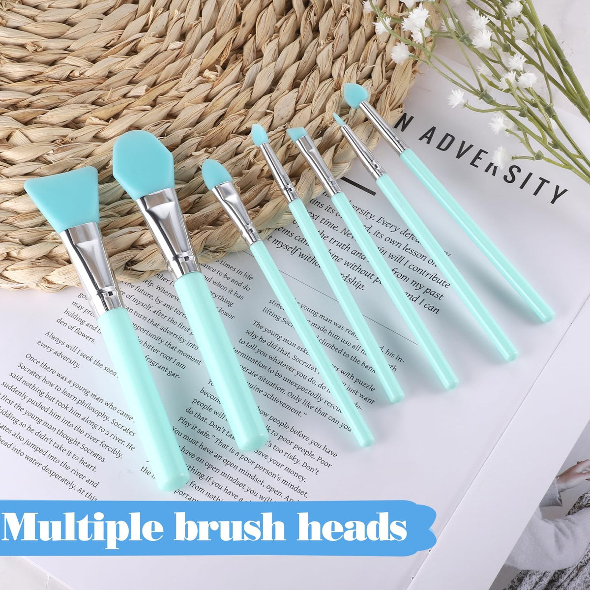 Silicone Brush Applicator Kit - Eco-Friendly Green Makeup & Craft Tools - 7 Pieces