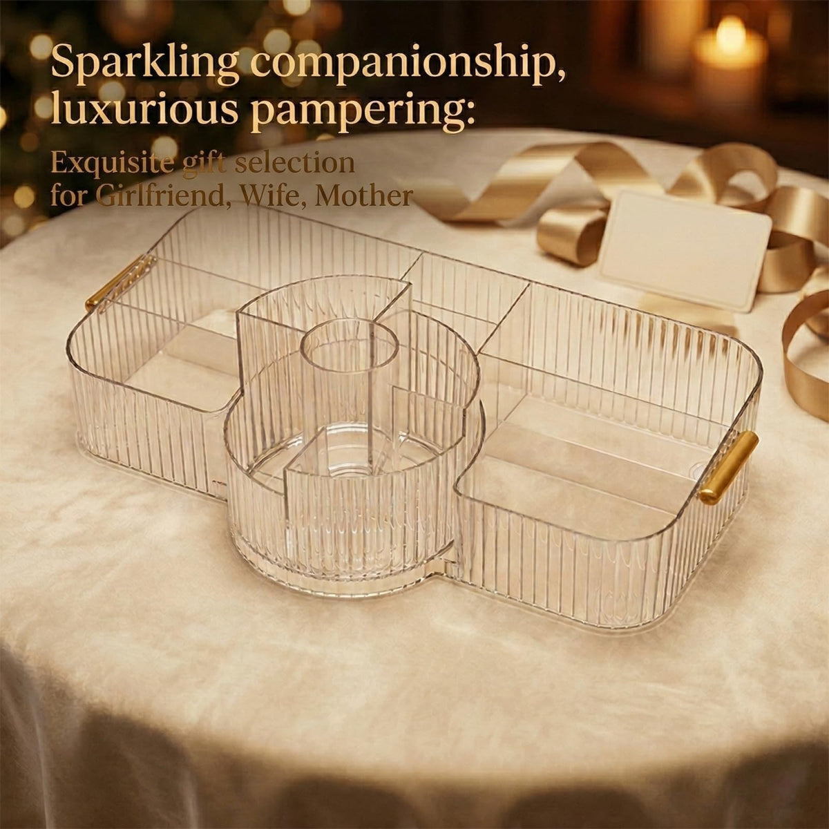 360 Rotating Cosmetic Display Storage Case for Vanity & Bathroom