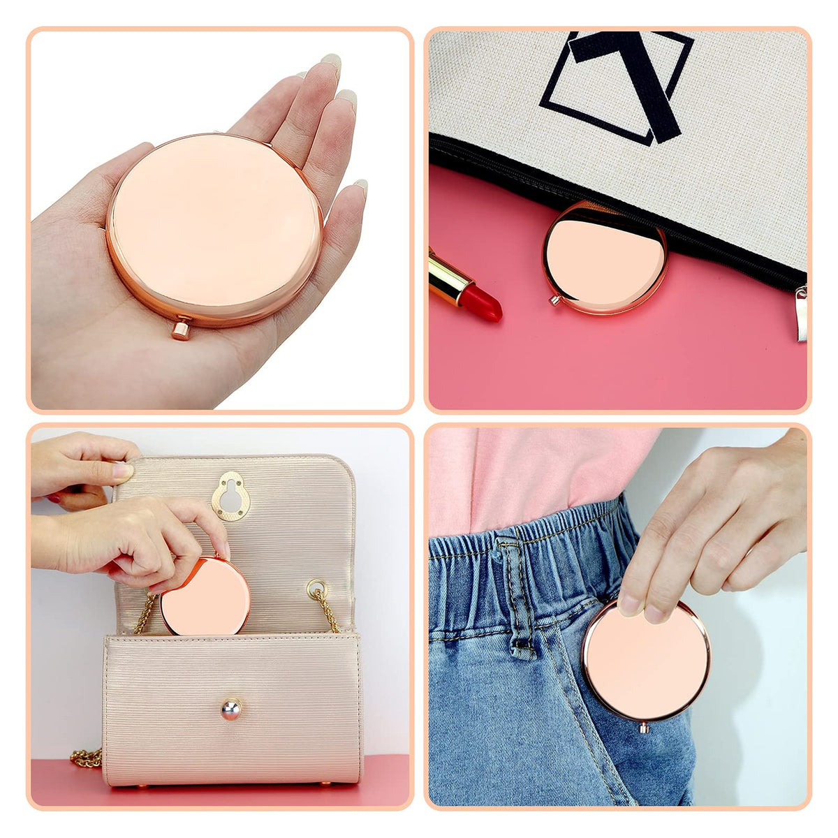 Personal Compact Makeup Mirror with Inspirational Goddaughter Message - Rose Gold, 2.6 Inch