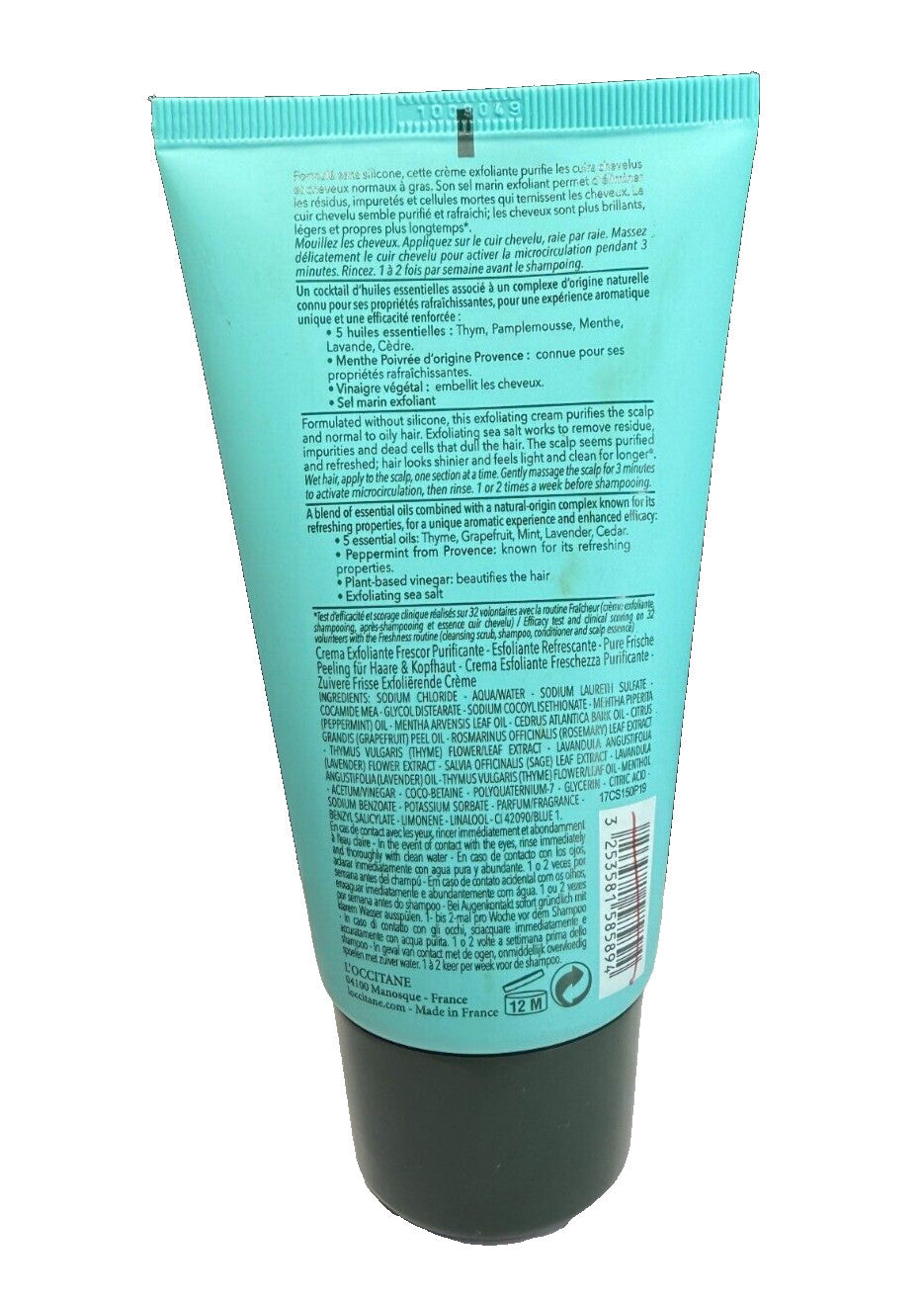 L'occitane Purifying Freshness Hair And Scalp Cleansing Scrub 7.5 oz