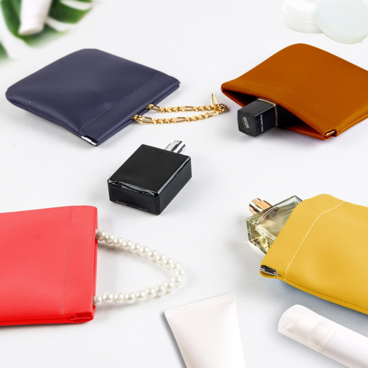 Pocket Cosmetic Bag for Purses - Small Leather Makeup Pouch