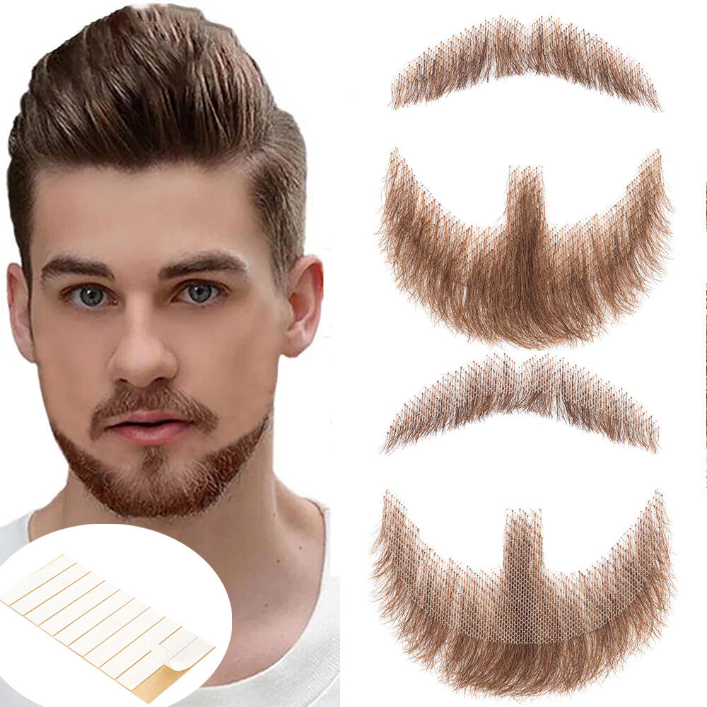 Men's Reusable Fake Beard with Real Human Hair - Van Dyke Style, Multiple Colors