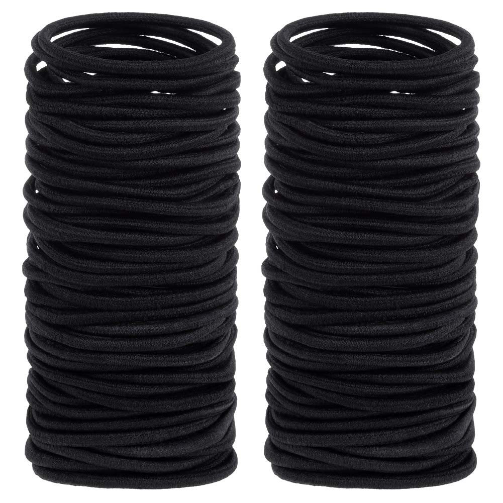 Anezus 200 Pcs Black Elastics Hair Ties Small 1 Count (Pack of 200),