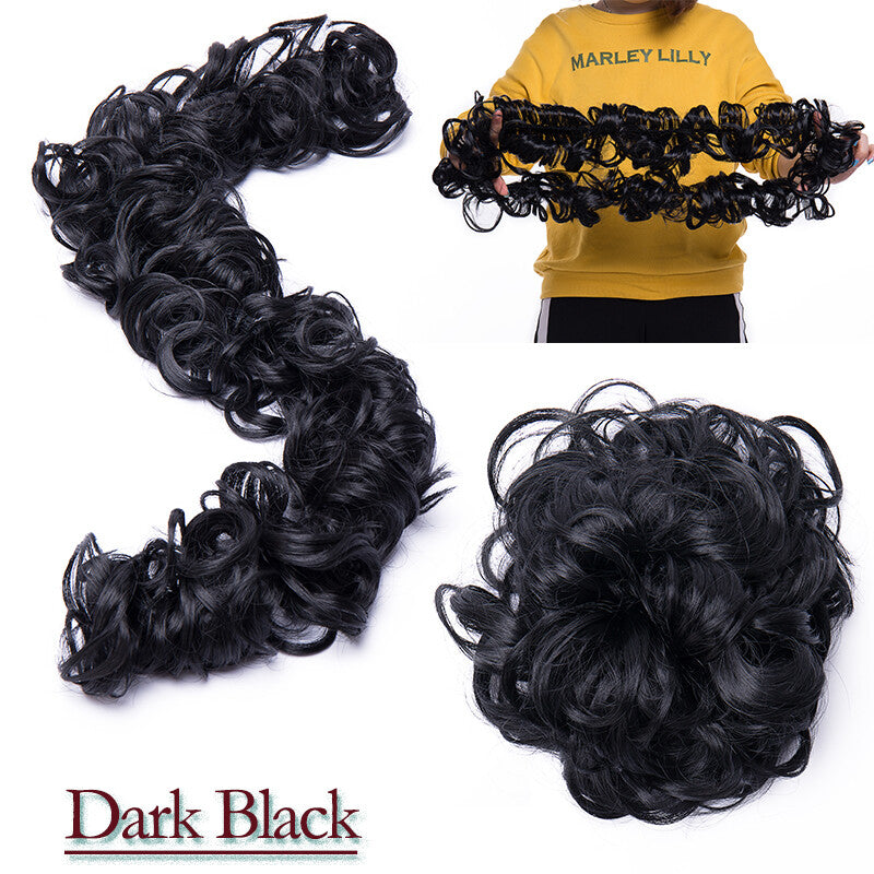 Thick Curly Human Hair Bun Extension Wrap Messy Scrunchie for Updos