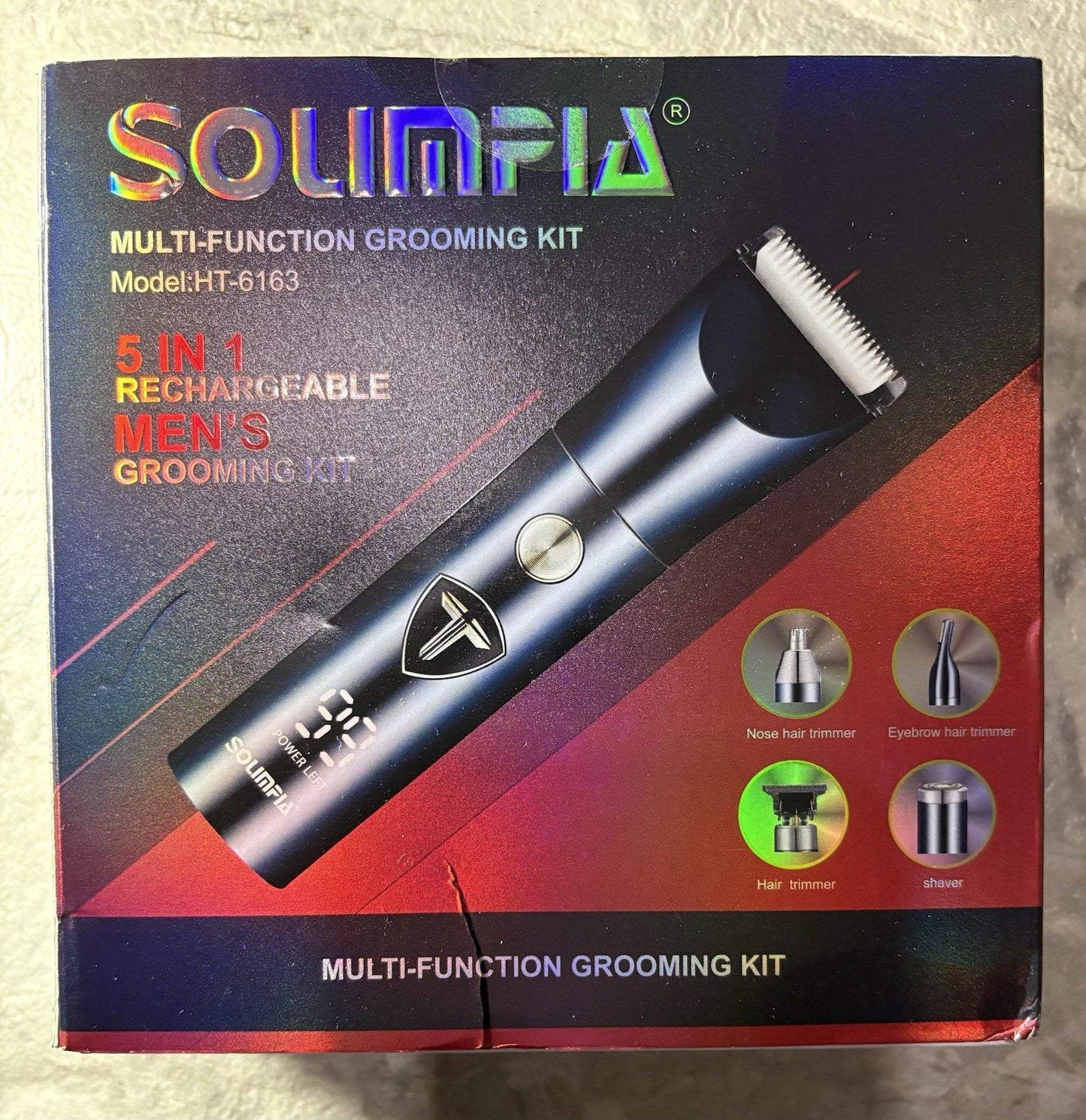 5-in-1 Rechargeable Grooming Kit with LED Display - Solimpia HT-6163