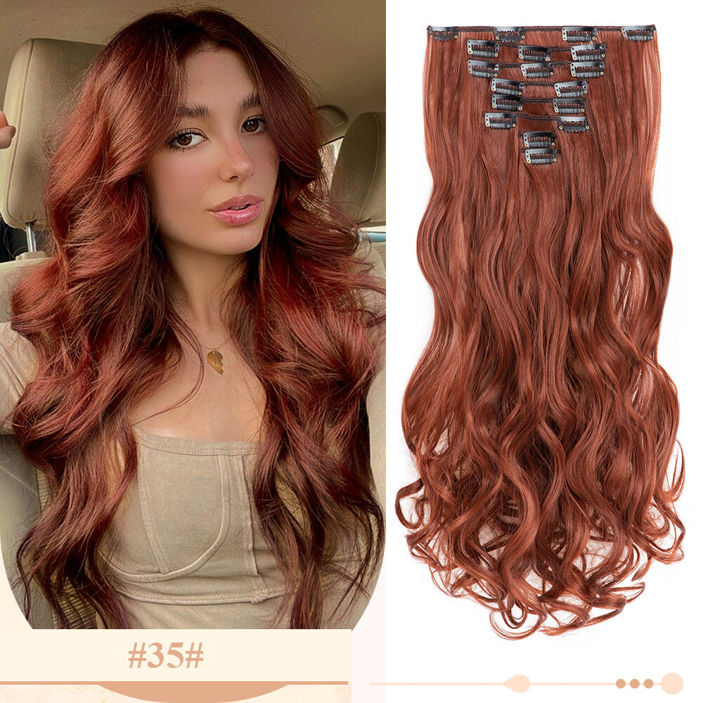 Clip-In Hair Extensions Full Head Ombre Highlight Synthetic Thick Hair 8-24 Inches