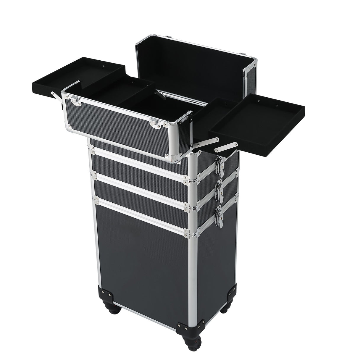 Interchangeable Professional Rolling Makeup Brush Case with Wheeled Design