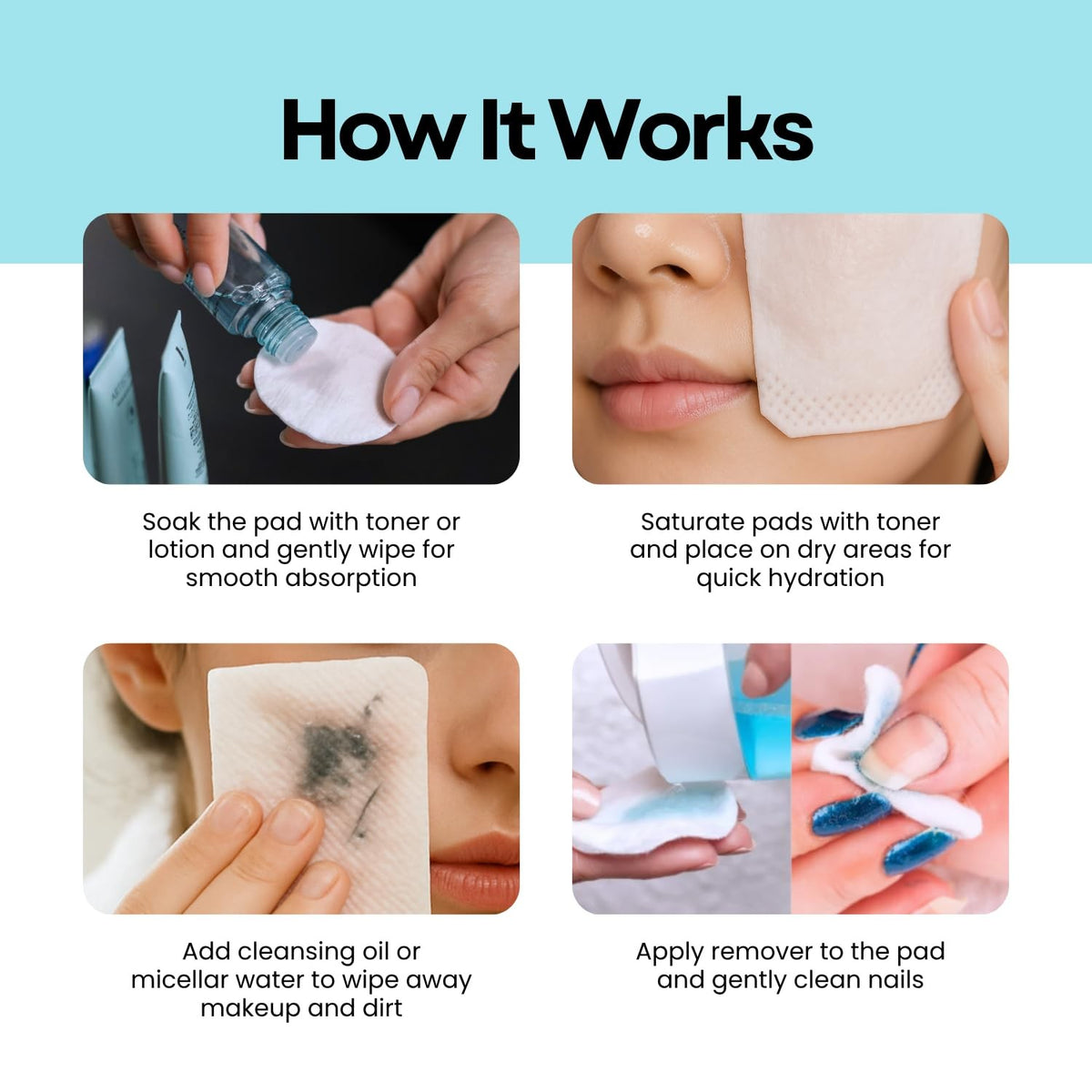 Premium Korean Cotton Pads for Makeup Removal & Skincare - 80 Count