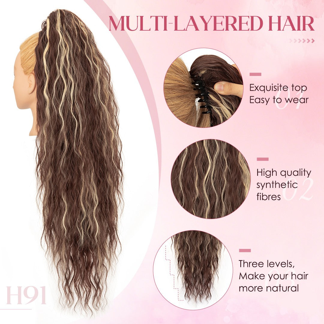 Thick & Long Clip-In Ponytail Hair Extensions with Claw Clip - Natural Human Hair