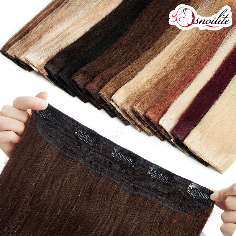 Clip-In Hair Extensions 100% Remy Human Hair Full Head - One Piece